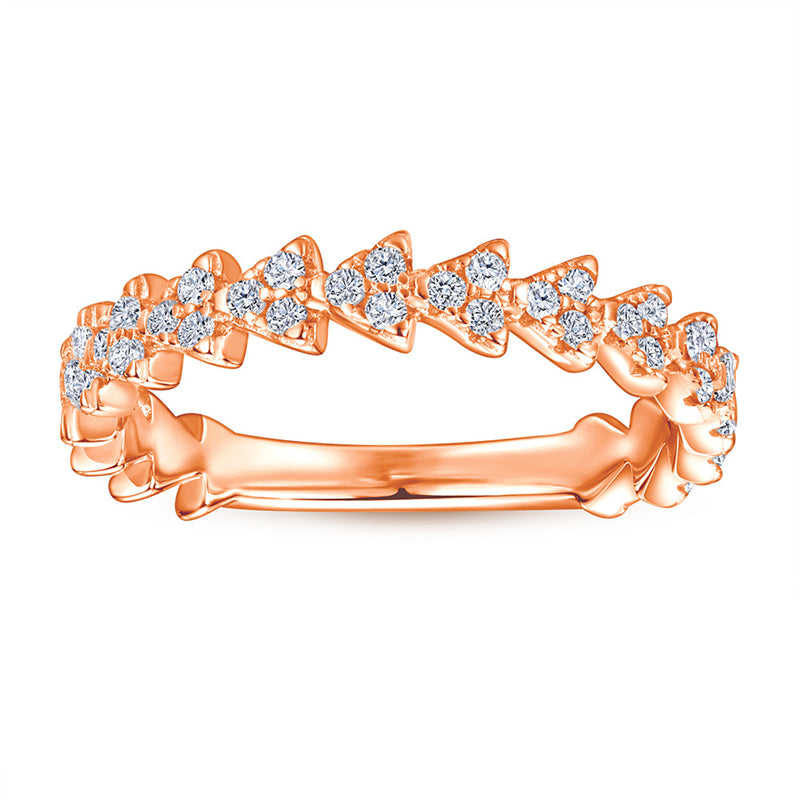 Triangular Pavé 925 Silver Ring - Minimalist Geometric Band with Zirconia Stones