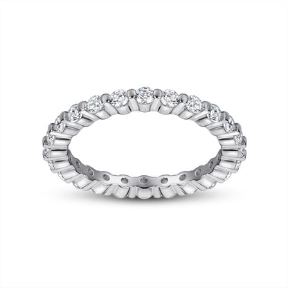 925 Sterling Silver Full Eternity Band - Micro Pave Zircon Stackable Index Finger Ring