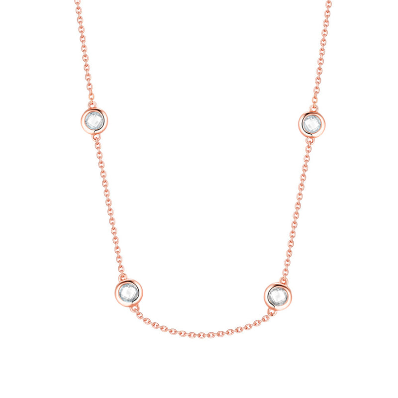 925 Sterling Silver Round Pendant Necklace - Korean Style Short Collarbone Chain