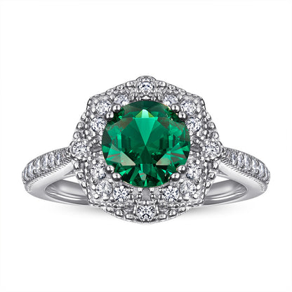 S925 Sterling Silver Gemstone Ring - Modern Geometric Jewelry with Blue/Green CZ Stones