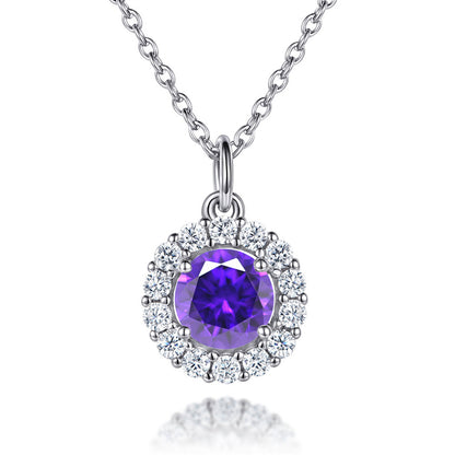 925 Sterling Silver Zodiac Birthstone Necklace - Rose Gold Plated Geometric Pendant