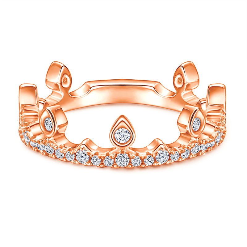 Princess Crown 925 Silver Ring - Elegant Zirconia-Encrusted Band for Women