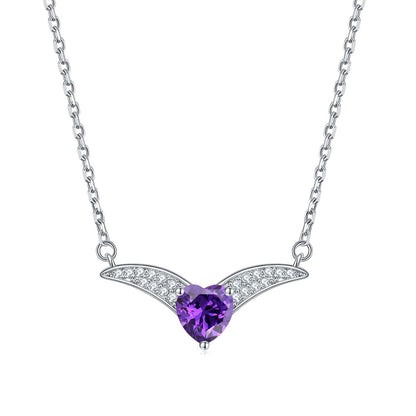 925 Sterling Silver Zodiac Heart Pendant Necklace - Elegant V-Collarbone Chain