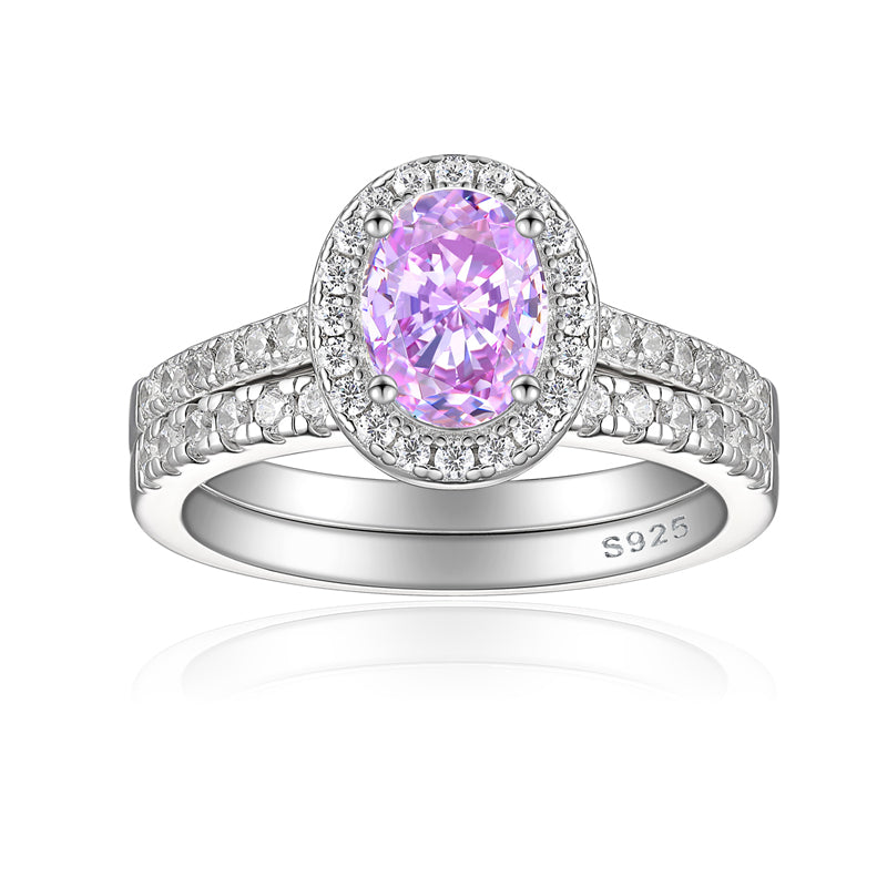 1.5ct Gemstone 925 Sterling Silver Stackable Ring Set – Luxury Ice-Cut Geometric Wedding Bands for Women