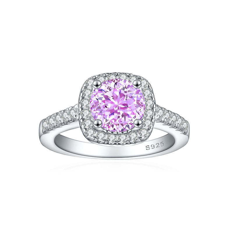 S925 Sterling Silver 1.2ct Rose-Cut Flame Ring - 7×7mm Floral Inspired Colored Gemstone Bridal Jewelry