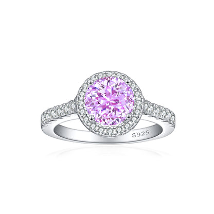 1.2ct Gemstone 925 Sterling Silver Ring – Floral Rose Ice-Cut Wedding Band for Women