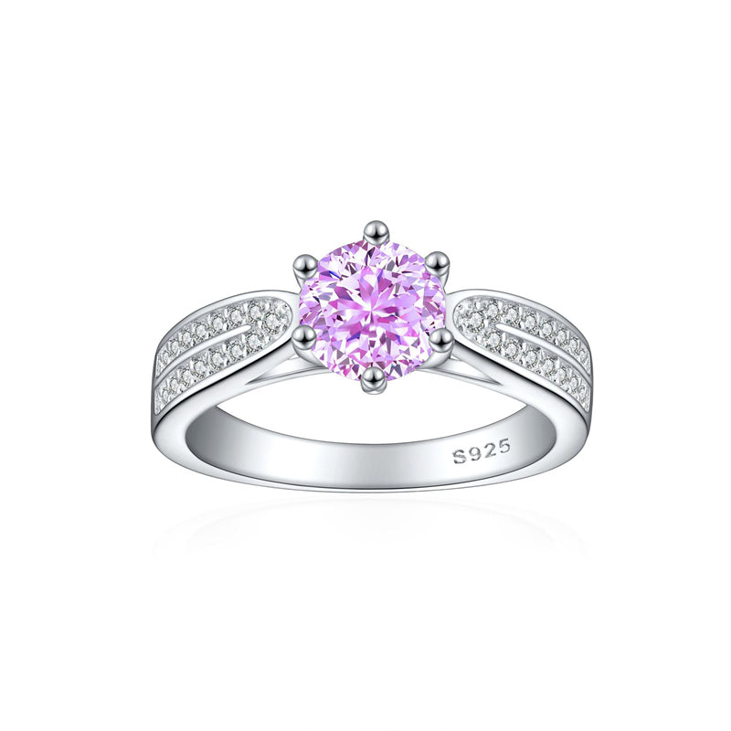 S925 Sterling Silver 1.2ct Ice-Cut Celestial Ring - 7×7mm Colored Gemstone Statement Jewelry