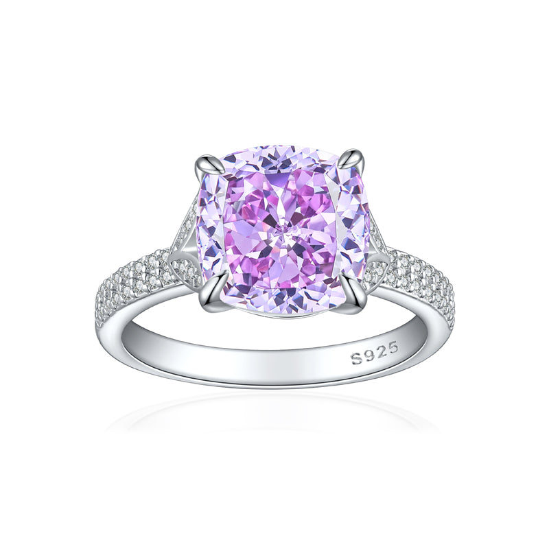 S925 Sterling Silver 5ct Flame-Cut Leaf Ring - Dazzling 10×10mm Colored Zirconia Statement Jewelry