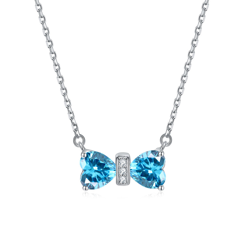 925 Sterling Silver Double Heart Birthstone Necklace - Romantic Lucky Charm Jewelry