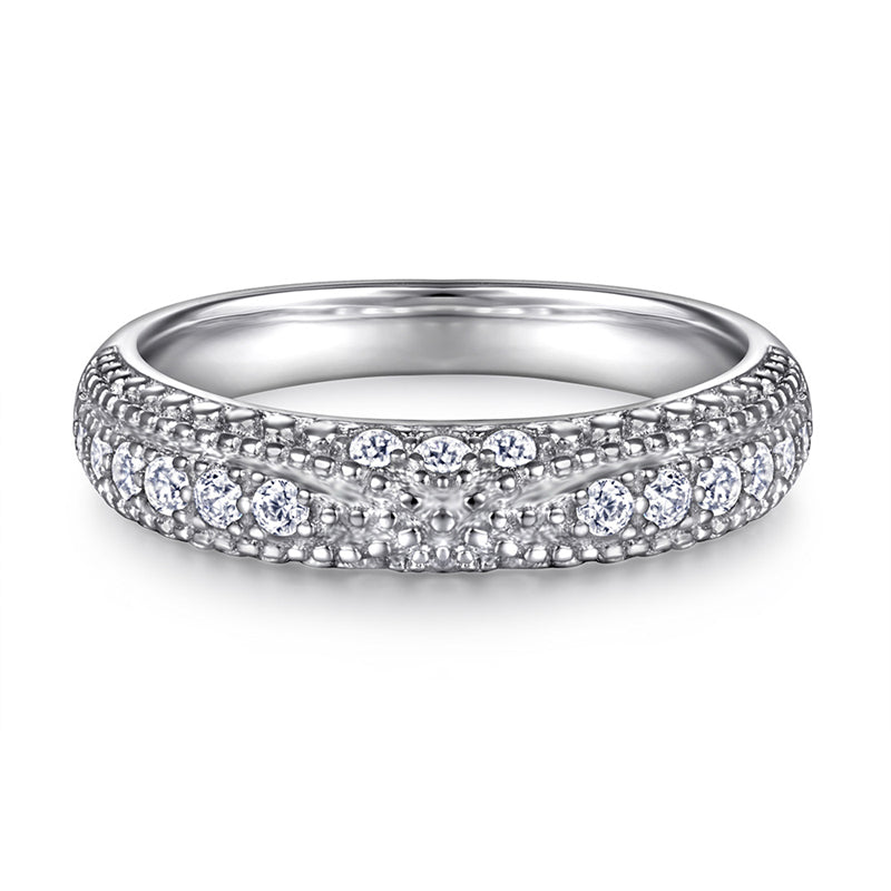 Classic European-Style Zircon Engagement Ring Set - 925 Sterling Silver Wedding Band Jewelry