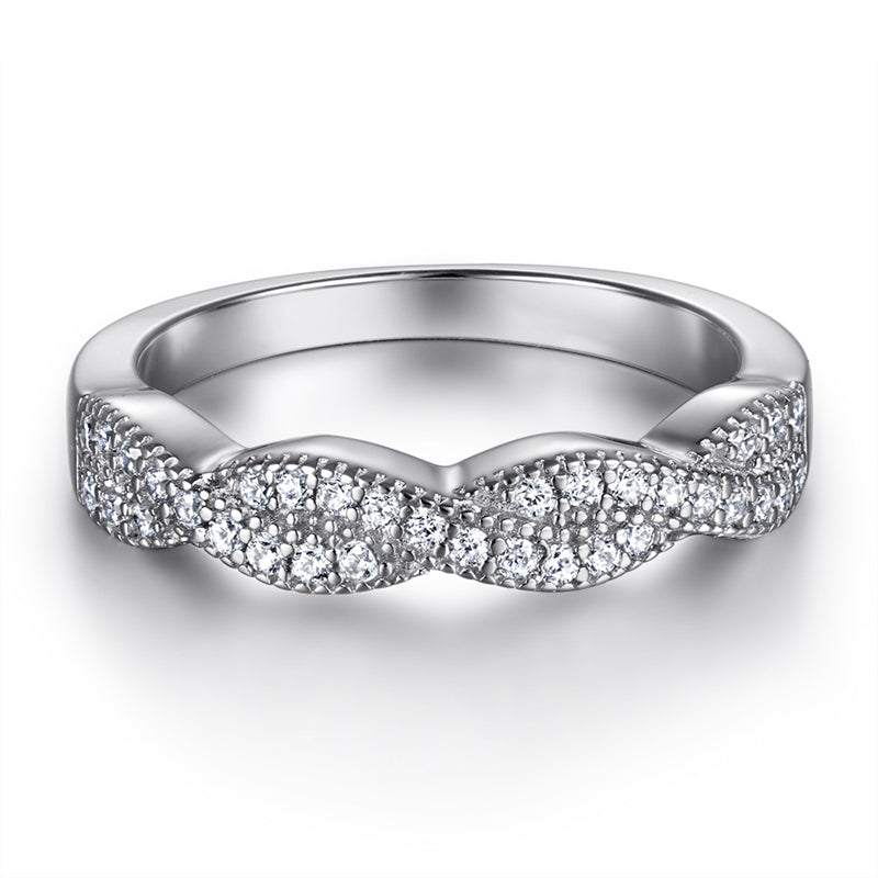 S925 Sterling Silver Crown Stackable Ring Set – 18K White Gold Plated Minimalist Jewelry
