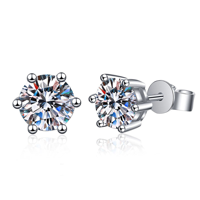 925 Sterling Silver Geometric Stud Earrings with White Black Diamond 30pt 50pt 1ct 2ct Electroplated Simple Elegant for Women
