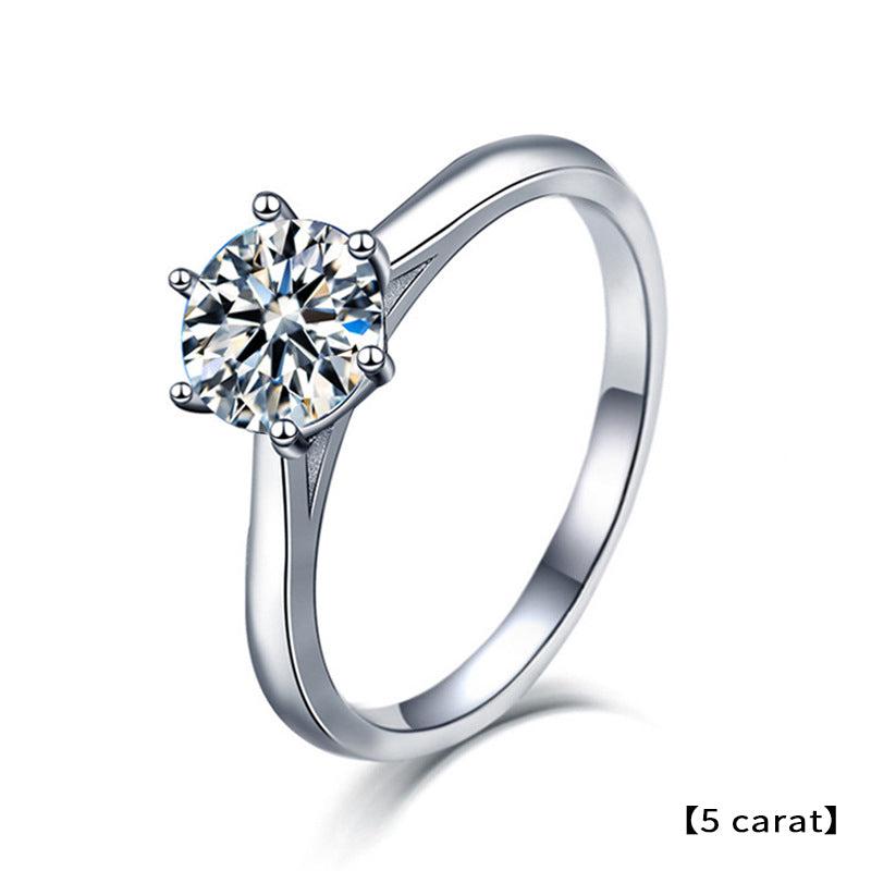 925 Sterling Silver Geometric Moissanite Ring - 1ct/2ct/3ct/5ct White Gold Plated Women's Band (Size 5-9)