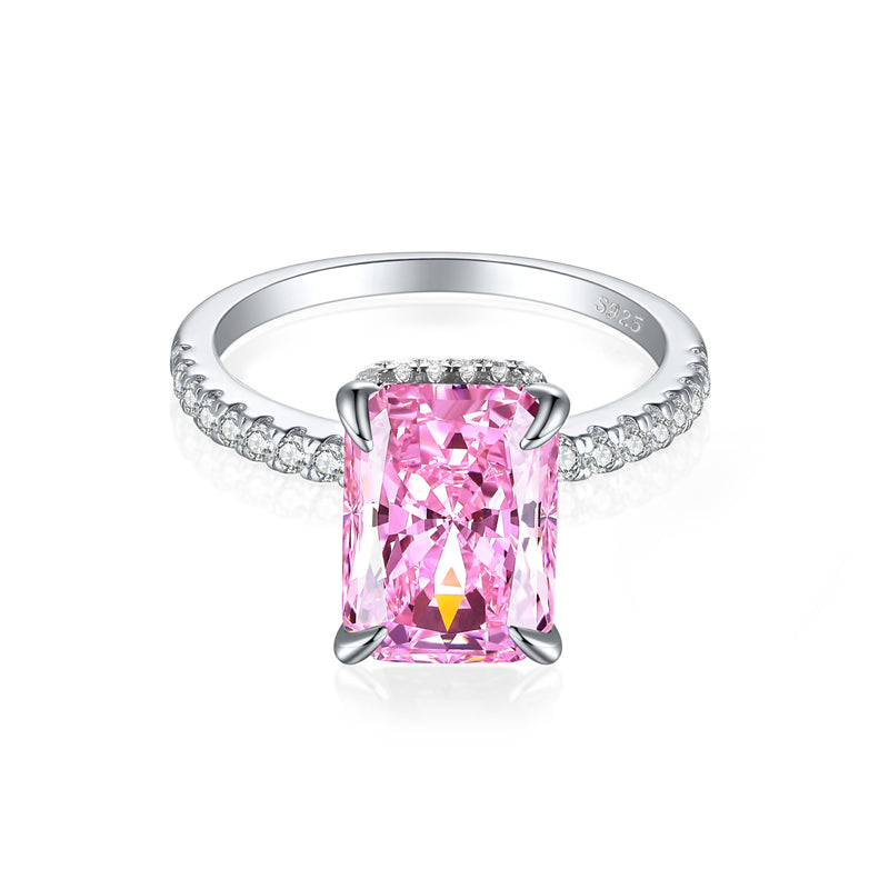 4ct Gemstone 925 Silver Ring - Luxe 8×11mm Ice-Cut Statement Band with High-Carbon Diamonds