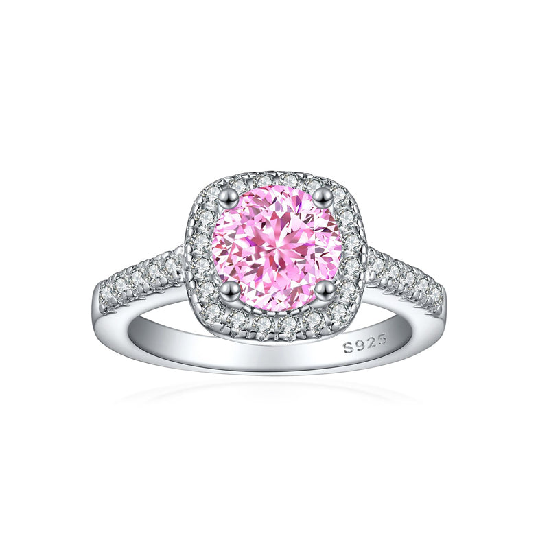 S925 Sterling Silver 1.2ct Rose-Cut Flame Ring - 7×7mm Floral Inspired Colored Gemstone Bridal Jewelry