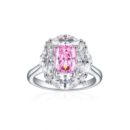 S925 Sterling Silver 1.5ct Square-Cut Wedding Ring - Icy Princess Cut Colored Gemstone Jewelry