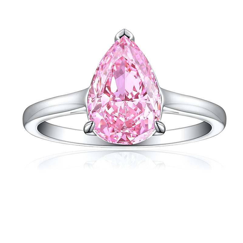 4ct Teardrop Ice-Cut 925 Silver Ring - Luxurious 8×12mm Gemstone Statement Band