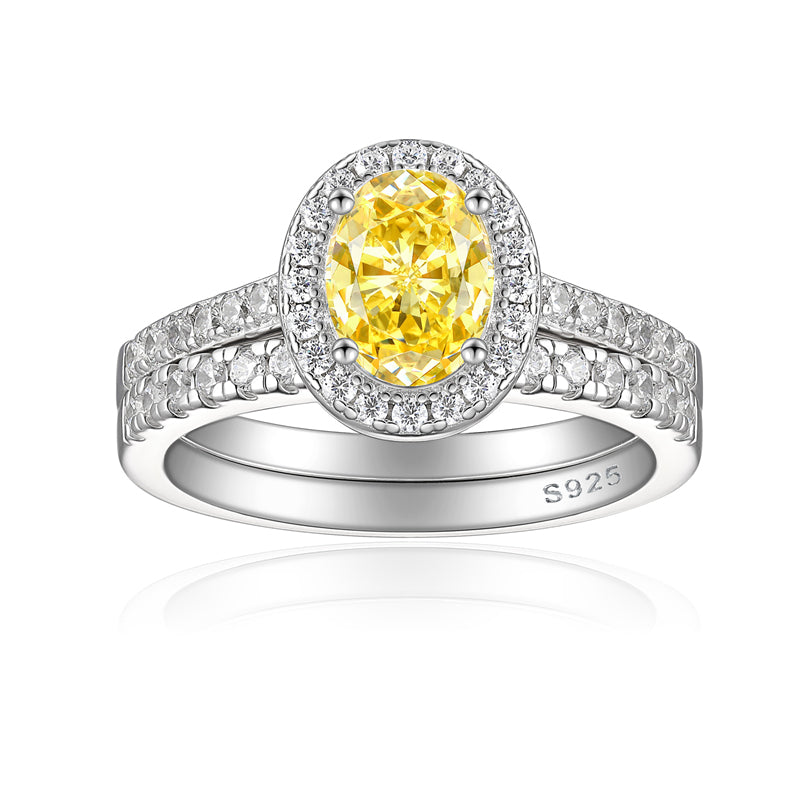 1.5ct Gemstone 925 Sterling Silver Stackable Ring Set – Luxury Ice-Cut Geometric Wedding Bands for Women