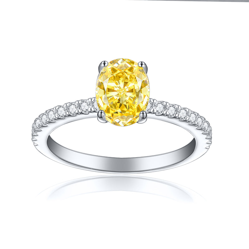 1.5ct Oval Ice-Cut 925 Silver Ring - Elegant 6×8mm Gemstone Band for Women