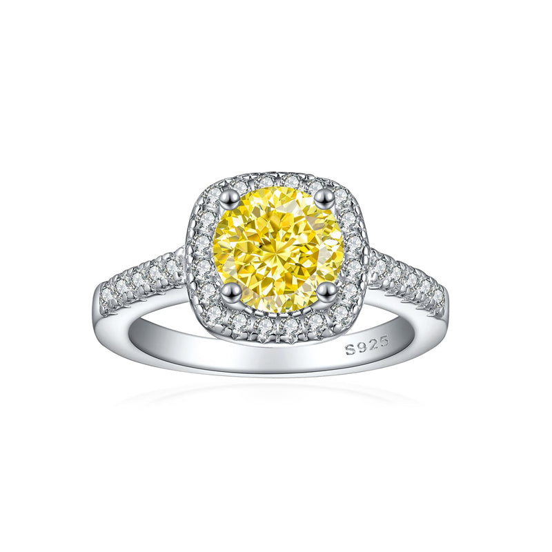 S925 Sterling Silver 1.2ct Rose-Cut Flame Ring - 7×7mm Floral Inspired Colored Gemstone Bridal Jewelry
