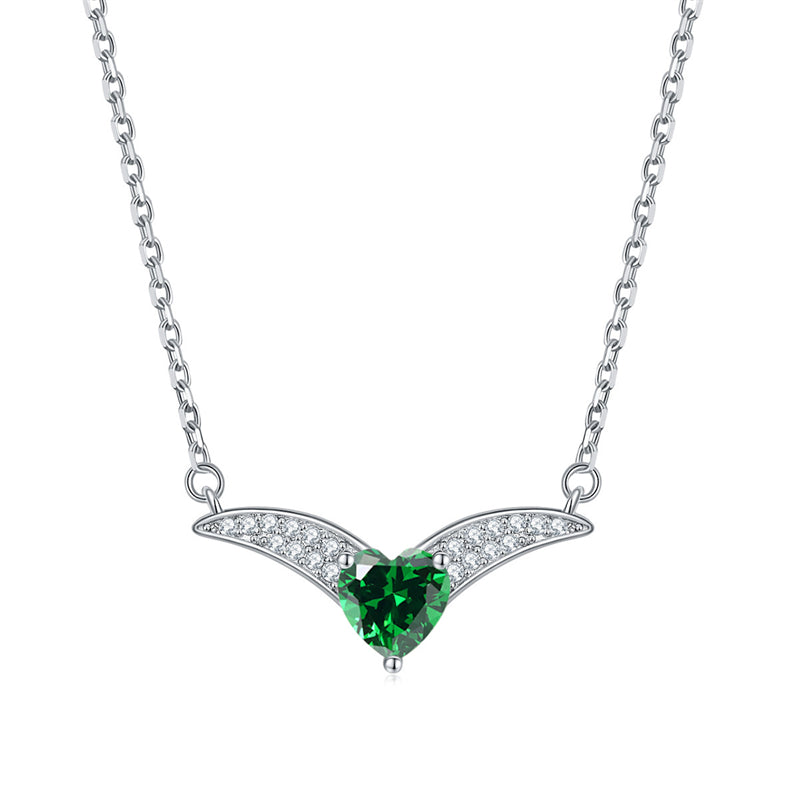 925 Sterling Silver Zodiac Heart Pendant Necklace - Elegant V-Collarbone Chain