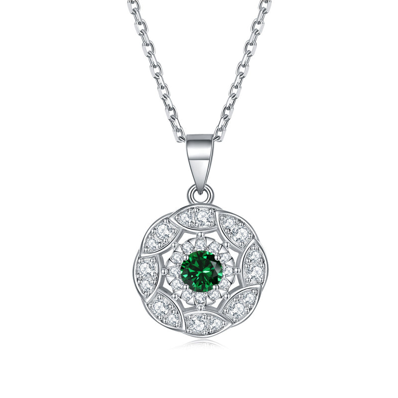 925 Sterling Silver Peridot Zircon Necklace - Modern Botanical Jewelry