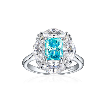 S925 Sterling Silver 1.5ct Square-Cut Wedding Ring - Icy Princess Cut Colored Gemstone Jewelry