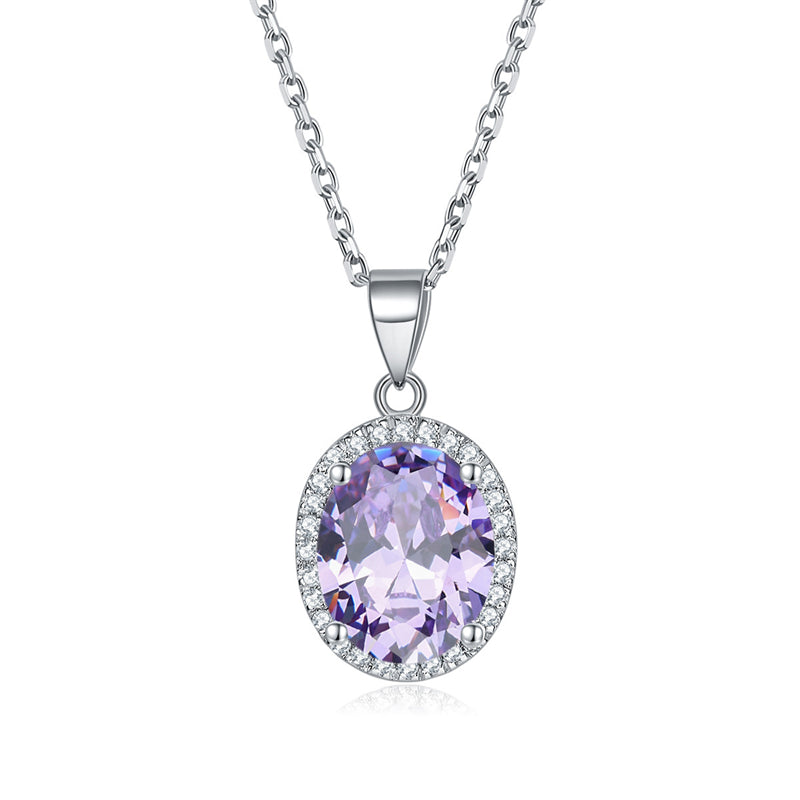 925 Sterling Silver Zodiac Birthstone Necklace - Modern Round Pendant