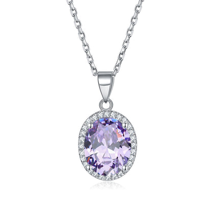 925 Sterling Silver Zodiac Birthstone Necklace - Modern Round Pendant