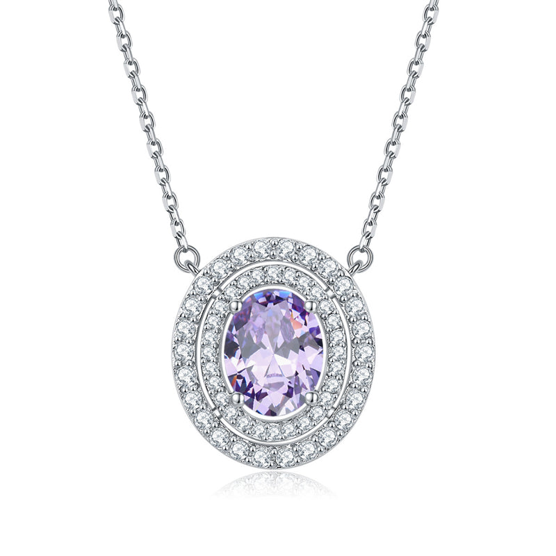 925 Sterling Silver Emerald Oval Pendant Necklace - Modern Birthstone Jewelry