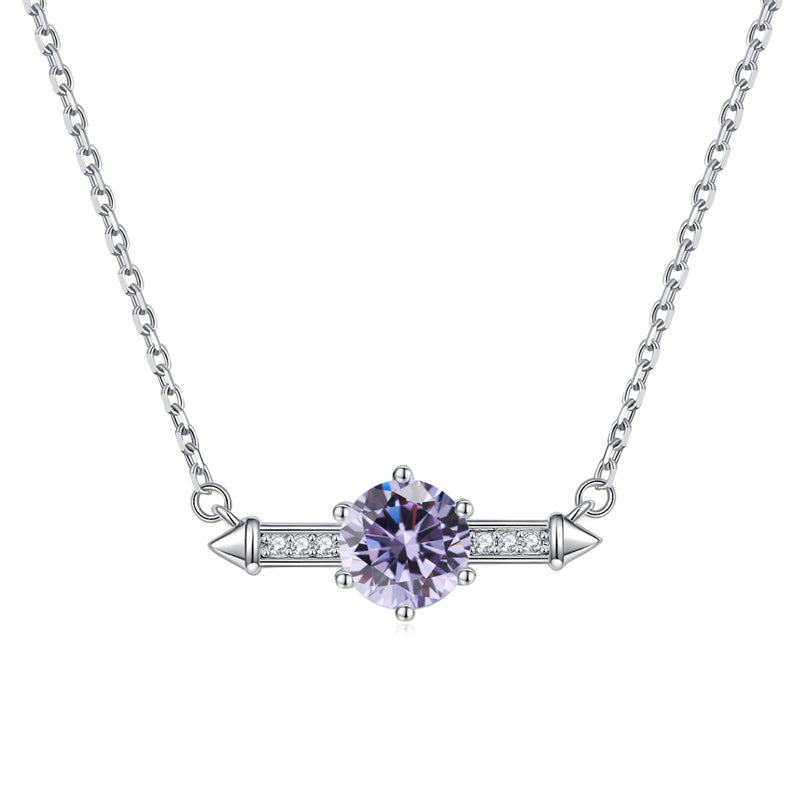 925 Sterling Silver Six-Prong Birthstone Necklace - Contemporary Geometric Pendant