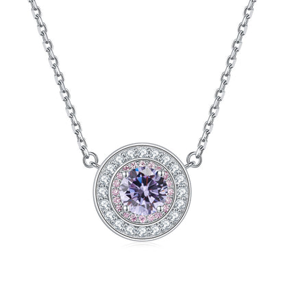 925 Sterling Silver Round Birthstone Pendant Necklace - Colorful Zircon Jewelry