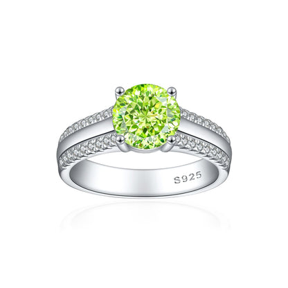 S925 Sterling Silver 2ct Flame-Cut Half Eternity Ring - 5A Zirconia Colored Gemstone Jewelry