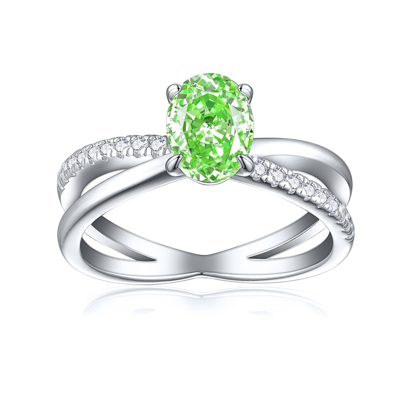 1.5ct Oval Ice-Cut 925 Silver Ring - Unique 6×8mm Gemstone Band for Women