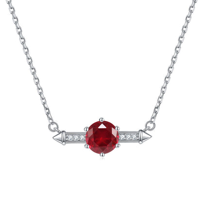 925 Sterling Silver Six-Prong Birthstone Necklace - Contemporary Geometric Pendant