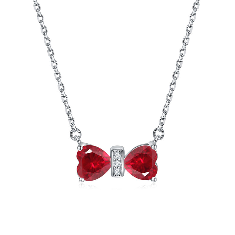 925 Sterling Silver Double Heart Birthstone Necklace - Romantic Lucky Charm Jewelry
