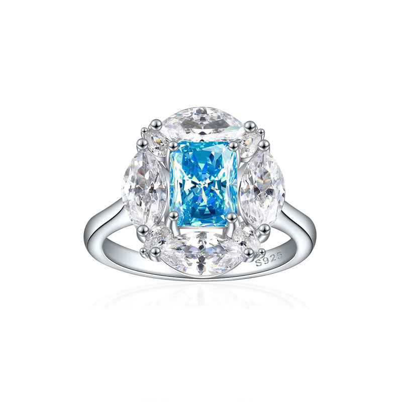 S925 Sterling Silver 1.5ct Square-Cut Wedding Ring - Icy Princess Cut Colored Gemstone Jewelry