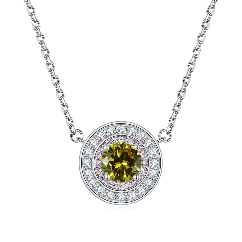 925 Sterling Silver Round Birthstone Pendant Necklace - Colorful Zircon Jewelry