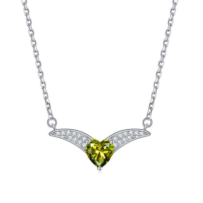 925 Sterling Silver Zodiac Heart Pendant Necklace - Elegant V-Collarbone Chain