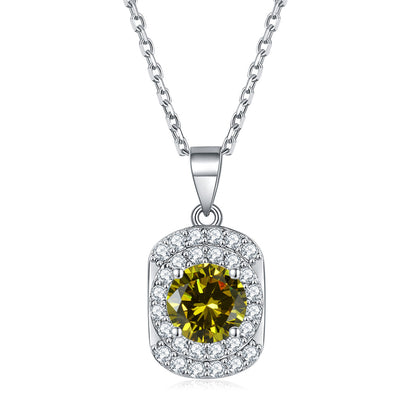 925 Sterling Silver Cubic Zirconia Pendant Necklace - Minimalist Birthstone Collarbone Chain