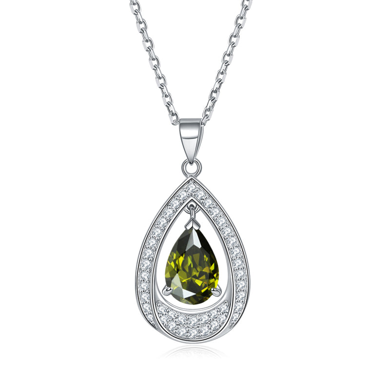 925 Sterling Silver Teardrop Aquamarine Pendant Necklace - Minimalist Ocean-Inspired Jewelry