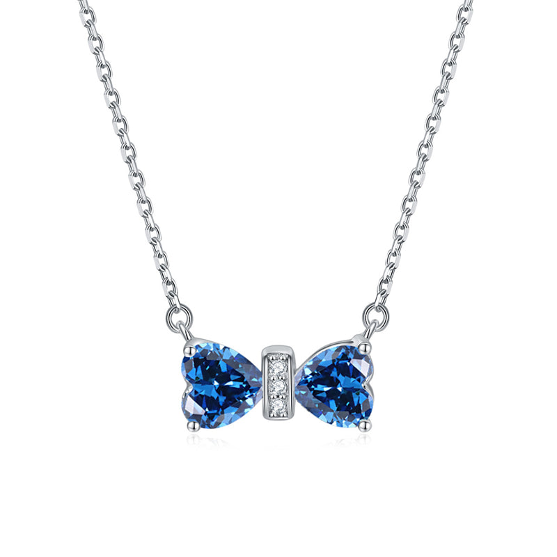 925 Sterling Silver Double Heart Birthstone Necklace - Romantic Lucky Charm Jewelry