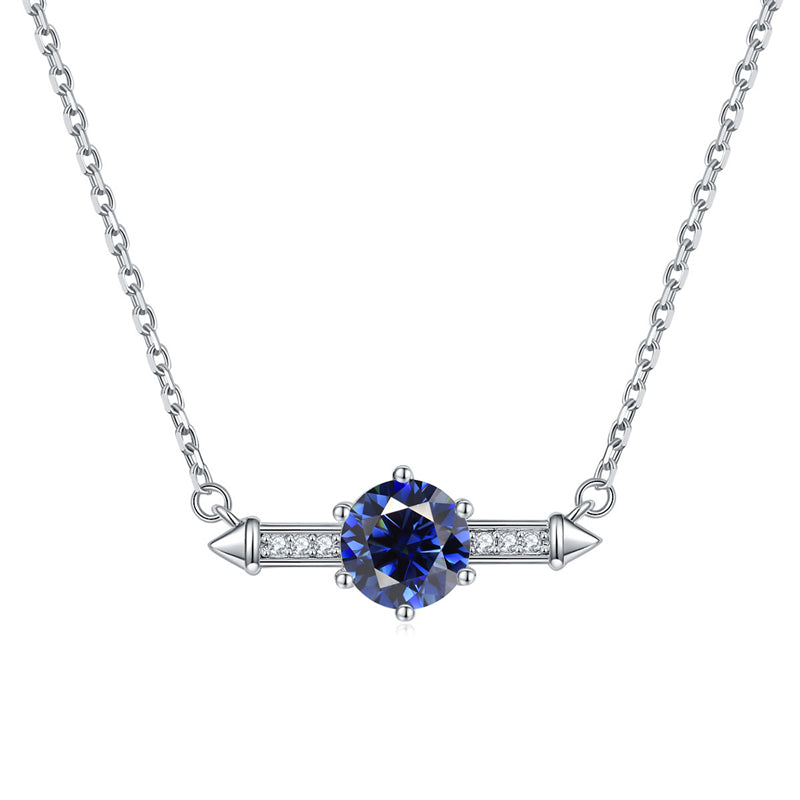 925 Sterling Silver Six-Prong Birthstone Necklace - Contemporary Geometric Pendant