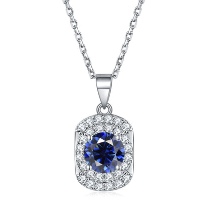925 Sterling Silver Cubic Zirconia Pendant Necklace - Minimalist Birthstone Collarbone Chain