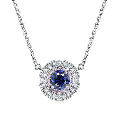 925 Sterling Silver Round Birthstone Pendant Necklace - Colorful Zircon Jewelry