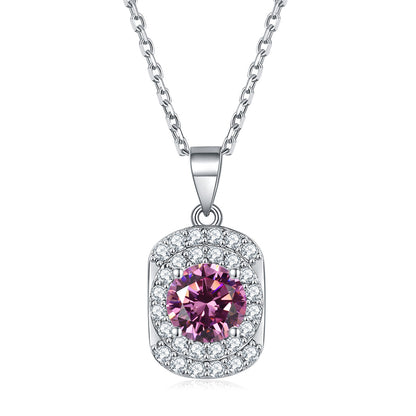 925 Sterling Silver Cubic Zirconia Pendant Necklace - Minimalist Birthstone Collarbone Chain