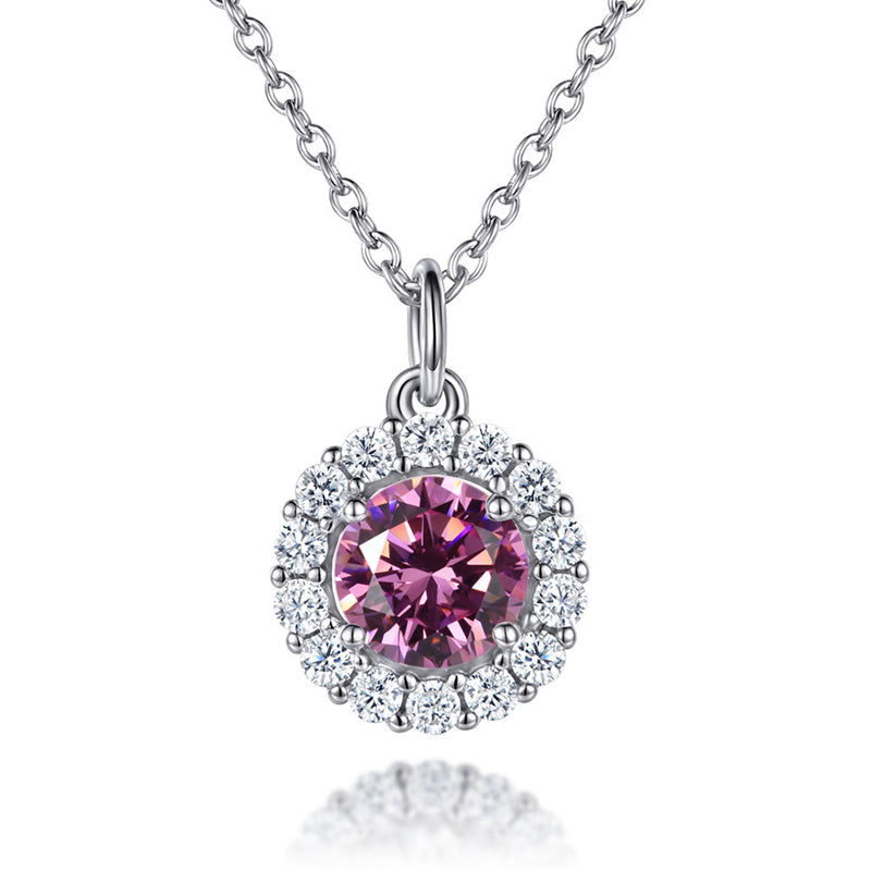 925 Sterling Silver Zodiac Birthstone Necklace - Rose Gold Plated Geometric Pendant