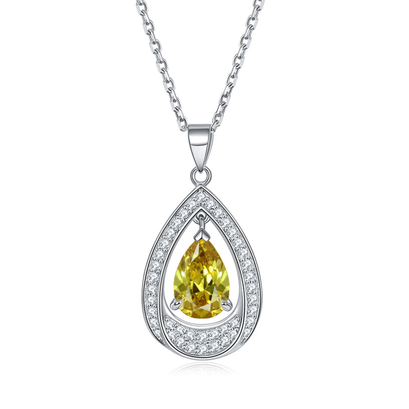 925 Sterling Silver Teardrop Aquamarine Pendant Necklace - Minimalist Ocean-Inspired Jewelry