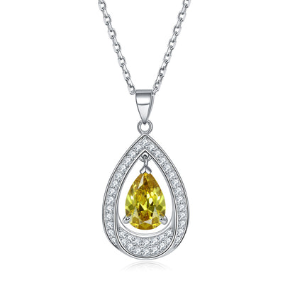 925 Sterling Silver Teardrop Aquamarine Pendant Necklace - Minimalist Ocean-Inspired Jewelry