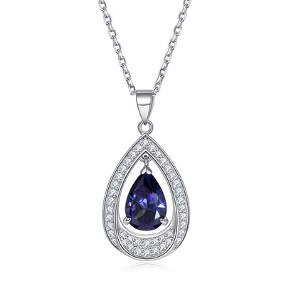 925 Sterling Silver Teardrop Aquamarine Pendant Necklace - Minimalist Ocean-Inspired Jewelry
